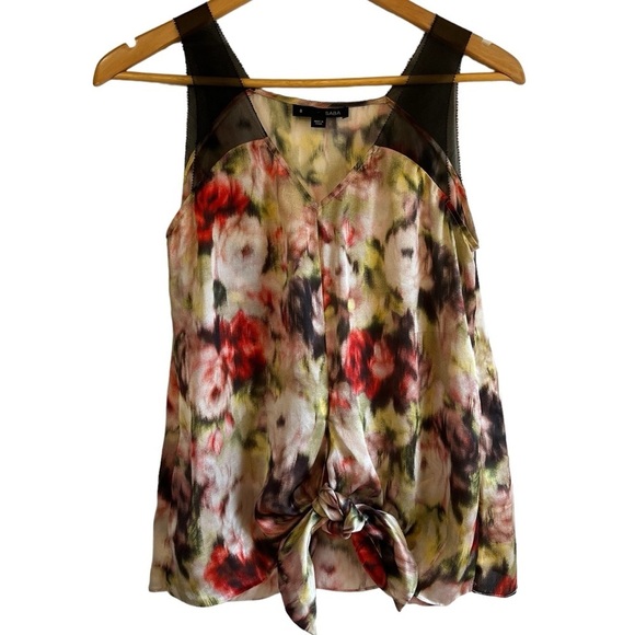 Saba silk tie front delicate sleeveless floral print blouse excellent condition - Picture 2 of 10